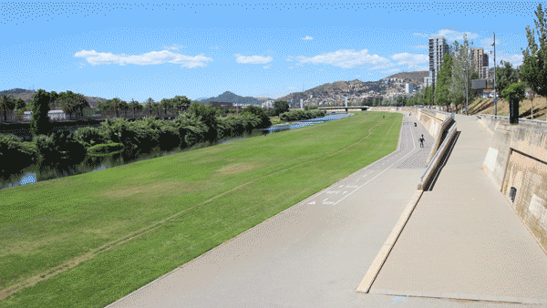 An animated gif of the Besos river path in use