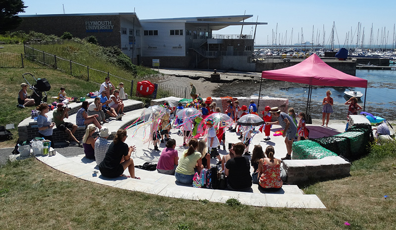 Teats Hill amphitheatre complete and being used for a play