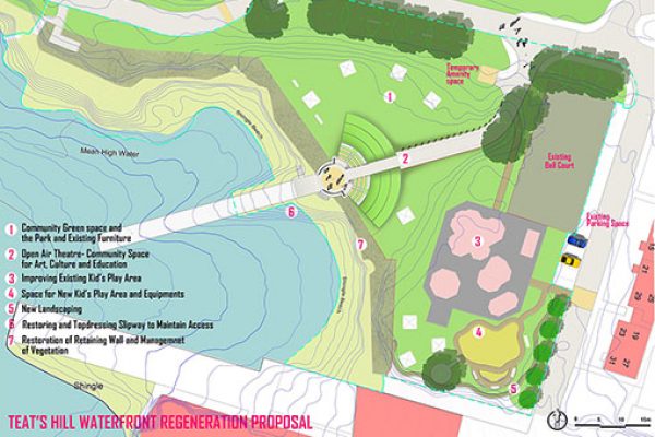 A plan view artist's impression of the developments at Teats Hill