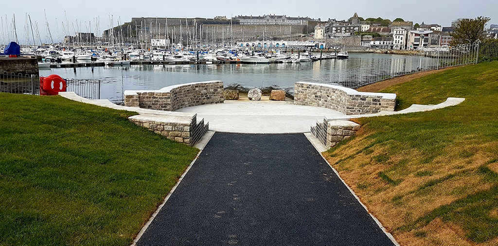 the newly developed circular amphitheatre at Teats Hill with boats and water in the background